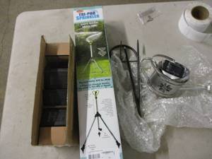 lot 148 image: Tripod sprinkler, solar powered lig...
