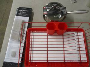 lot 150 image: stainless steel pot, dish drying ra...