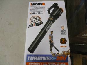 lot 161 image: WORX cordless 20V leaf blower, miss...