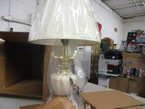 lot 179 image: touch lamp with shade that is sligh...