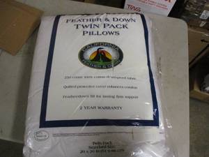 lot 313 image: feather and down twin pack of pillo...