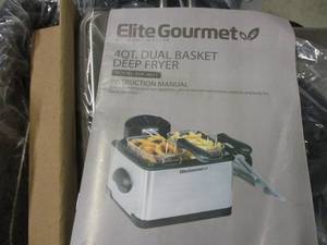 lot 332 image: Elite gourmet 4 quart dual basket d...
