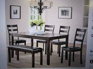 Harding 6 piece dining set with ben...