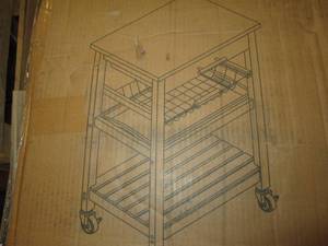 aya bamboo kitchen cart with stinle...