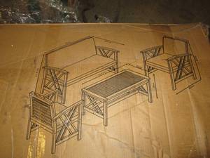 grey wash patio set, as is, open bo...
