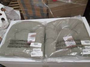 2 green and tan seat cushions with ...