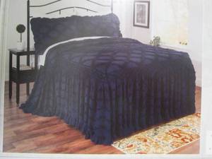 Full Channille navy blue bedspread...
