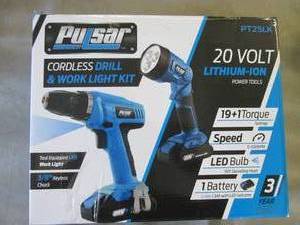 lot 86 image: Pulsar 20 V Cordless Drill & Work L...