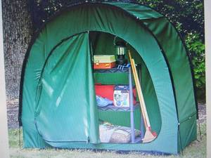 lot 157 image: Instant Outdoor Storage Tent open b...