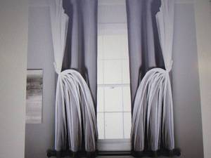 lot 172 image: Lush Dcor Sheer Panels with Black...