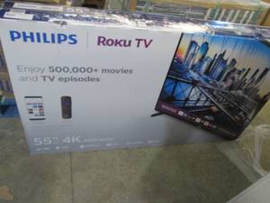 lot 147 image: Phillips 55 Roku Smart TV open box...