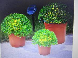 lot 207 image: Set of 3 Solar Topiary Plants in Po...