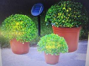 lot 208 image: Set of 3 Solar Topiary Plants in Po...