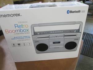 lot 244 image: Memorex Wireless Retro Boombox open...