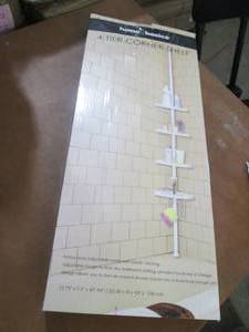 lot 255 image: Home Basics 4 Tier Corner Shelf ope...