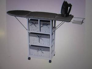 lot 319 image: Wood and Wicker Iron Center open bo...