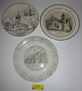 lot 34 image: 3 local church plates - Plato, Norwood, Biscay