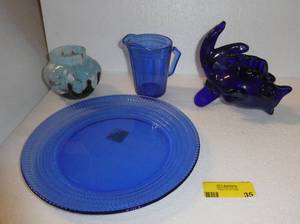 lot 35 image: Blue Glass group