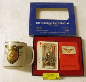 lot 74 image: Vintage presidential cards and minuteman mug