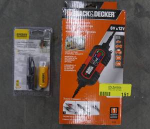 lot 151 image: New Black & Decker battery maintainer and a Low voltage tester