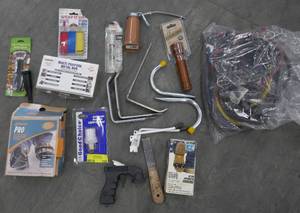 lot 155 image: Bungie cords, Hangers, Snow ice Traction Cleats