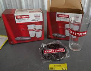 lot 172 image: Set of 4 New Craftsman Pint Glass and coasters