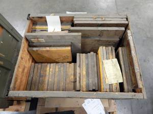 lot 1 image: Large Wood Crate of Vintage Glass Color Separation Plates and Negatives
