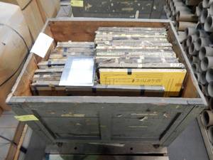 lot 20 image: Large Wood Crate of Vintage Glass Color Separation Plates and Negatives