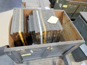 lot 25 image: Large Wood Crate of Vintage Glass Color Separation Plates and Negatives