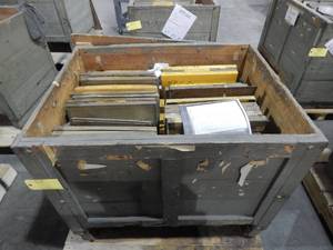 lot 38 image: Large Wood Crate of Vintage Glass Color Separation Plates and Negatives