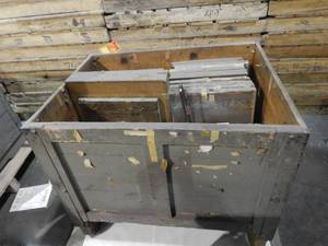 lot 44 image: Large Wood Crate of Vintage Glass Color Separation Plates and Negatives