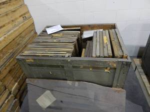 lot 46 image: Large Wood Crate of Vintage Glass Color Separation Plates and Negatives