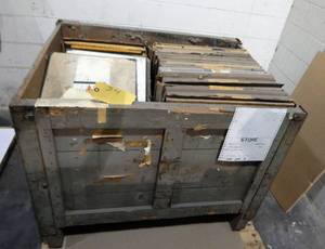 lot 54 image: Large Wood Crate of Vintage Glass Color Separation Plates and Negatives