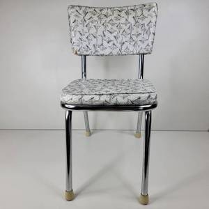 lot 07 image: Rare Vintage 1950s Googie Printed Vinyl Chrome Kitchen Chair