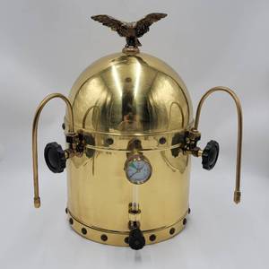 lot 22 image: Antique Brass Elektra Espresso & Cappuccino Machine Top (Valued $900)