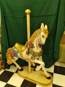 carousel horse on wood base cast Ho...