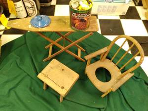 vintage ironing board and potty cha...