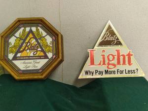 Blatz light metal sign and raised B...