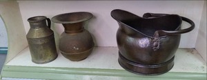 2 metal holders, one vintage spitoo...