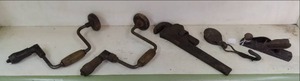 vintage handrails and wrench, pully...