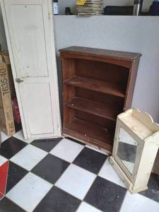 3 vintage furniture items. medicine...