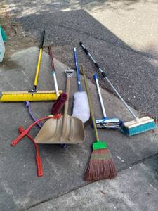 brooms, sweepers, dog fetch toys, s...