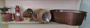 Metal tub fill of vintage items, Mo...