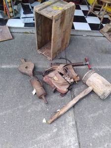 vintage wood box, manual fan, huge ...