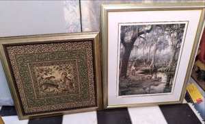 2 wall art pieces (one is tapestry ...