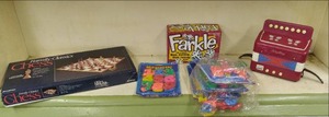 Vintage toy accordion, games, and c...