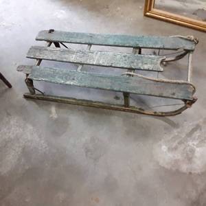 Green Wood Vintage snow toboggan wi...