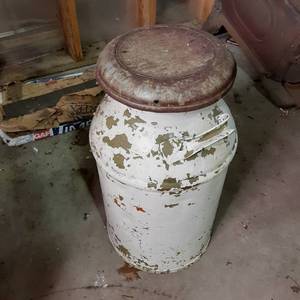 White Vintage Metal milk can with t...