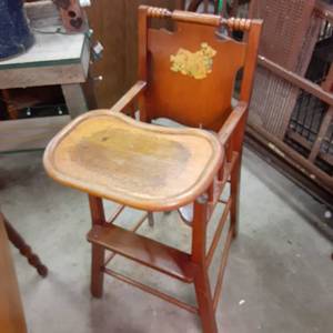 Antique solid Wood baby highchair w...