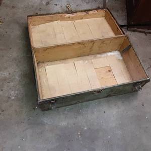 Vintage Green luggage trunk with br...